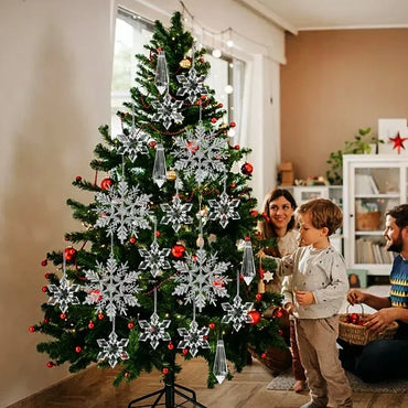 Crystal Clear Snowflake & Icicle Acrylic Pendants – Christmas Tree Ornaments