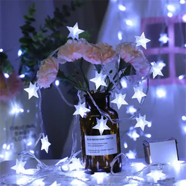 Battery-Powered Star LED Fairy Lights – Garland for Christmas & Home Decor